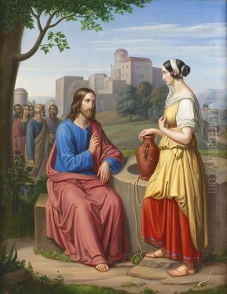 Jesus Und Die Samariterin Oil Painting by Joseph Anton Borrer