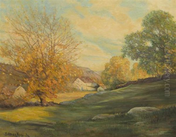 House In The Valley Oil Painting by George Ames Aldrich