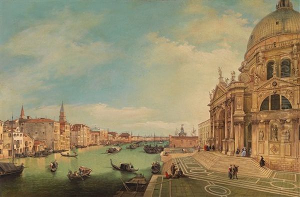 In Venedig, Blick Auf Den Canale Grande Mit Santa Maria Della Salute Oil Painting by Giuseppe Borsato