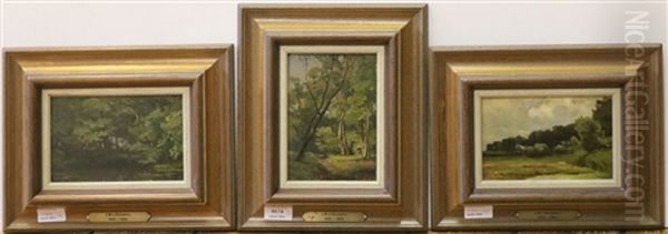 Landschapje (2x) Oil Painting by Jan Willem Van Borselen