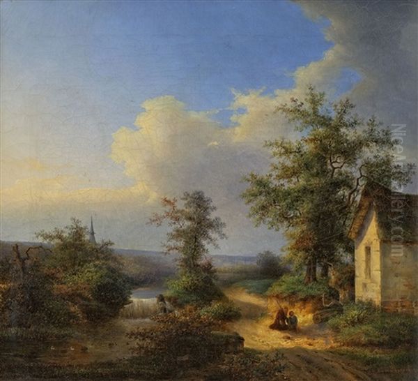 Flusslandschaft Mit Kapelle Oil Painting by Jan Willem Van Borselen