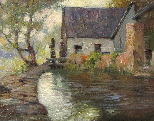 Pont Aven, Brittany, Finistere Oil Painting by George Ames Aldrich