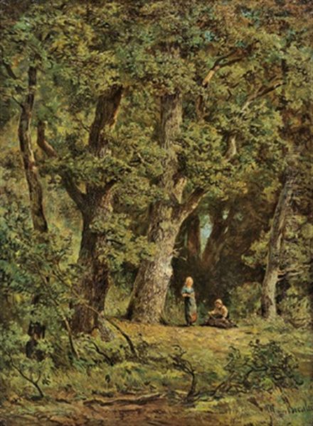 Holzsammlerinnen Im Wald Oil Painting by Jan Willem Van Borselen