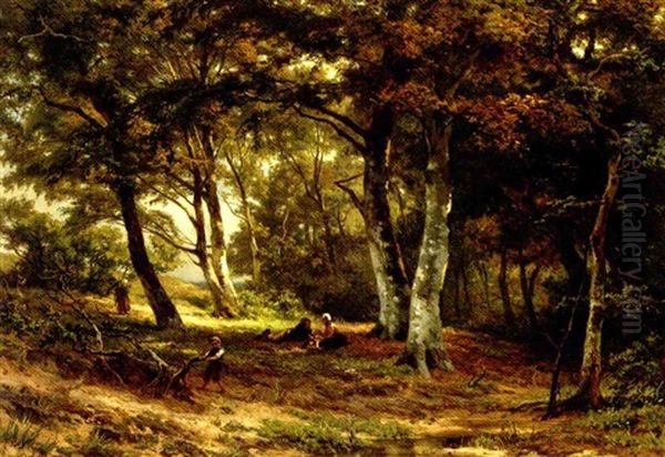 Scheveningsche Boschjes: A Day In The Forest Oil Painting by Jan Willem Van Borselen