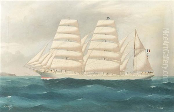 Le Trois Mats Barque Adelaide Devant Sydney, Australie Oil Painting by Reginald Arthur Borstel