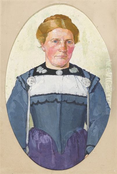 Portrat Einer Bernerin In Blauer Tracht Oil Painting by Klara Cecile Borter