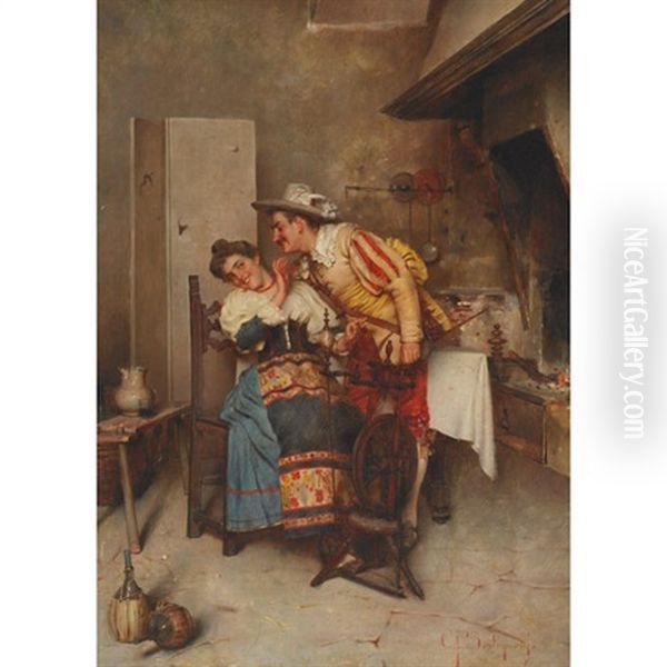 The Charming Cavalier Oil Painting by Giuseppe Bortignoni the Elder