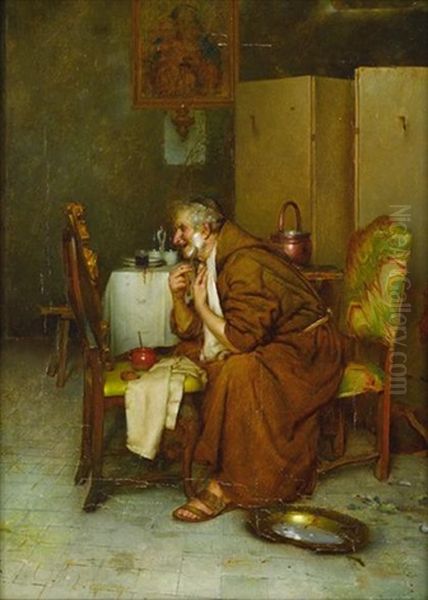 Morning Ablutions Oil Painting by Giuseppe Bortignoni the Elder