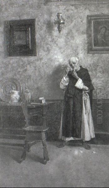 The Cleric's Break Oil Painting by Giuseppe Bortignoni the Elder