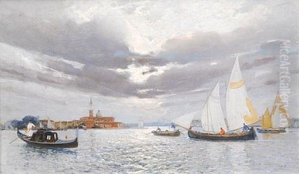 The Venetian Lagoon Oil Painting by Camillo Bortoluzzi