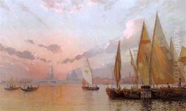 Coucher De Soleil Sur Venise Oil Painting by Camillo Bortoluzzi