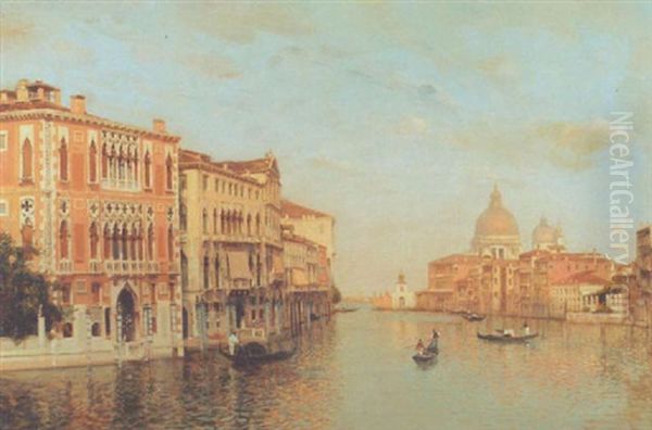 Canal Grande Mit Gondeln Im Sommer Oil Painting by Camillo Bortoluzzi