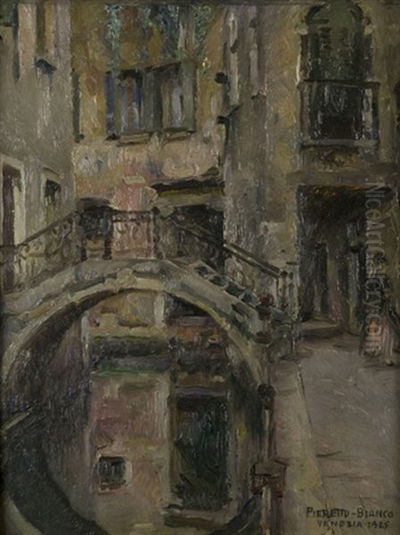 Venezia, Rio Del Rimedio Oil Painting by Pietro Bianco Bortoluzzi