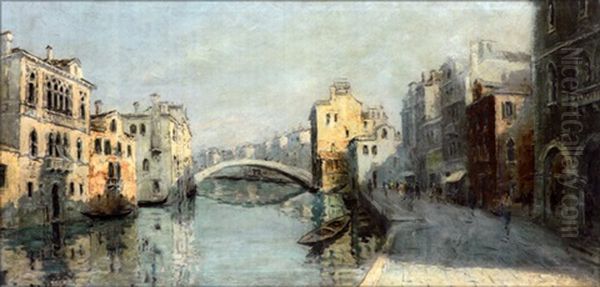 Scorcio Veneziano Oil Painting by Pietro Bianco Bortoluzzi