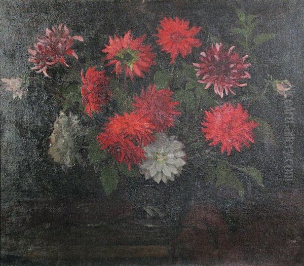 Dahlias Oil Painting by Samu Boertsoek