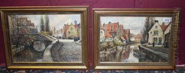 Waterways In Bruges Oil Painting by Frederick James Aldridge