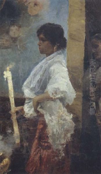 Ragazza In Processione Oil Painting by Elda Borzino