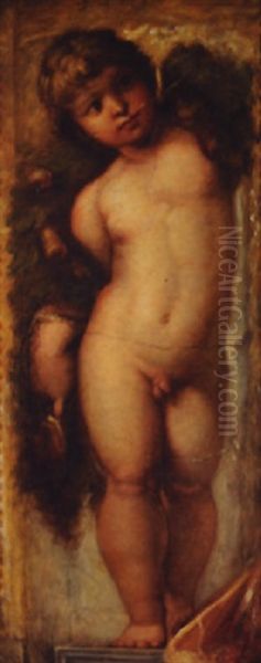 A Golden Child As Sculptor's Model Oil Painting by Leopoldina Borzino