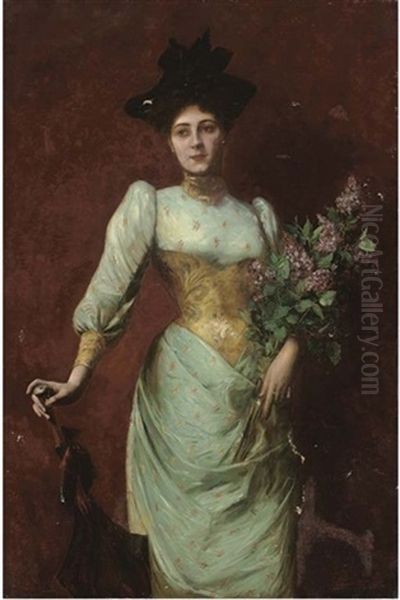 Femme De La Belle Epoque Oil Painting by Georges Van den Bos