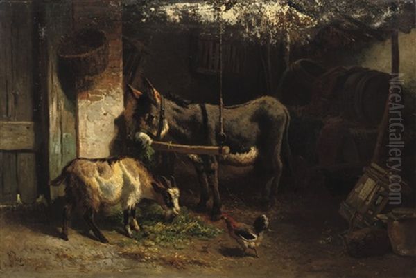 In The Barn Oil Painting by Gerard Johannes Bos