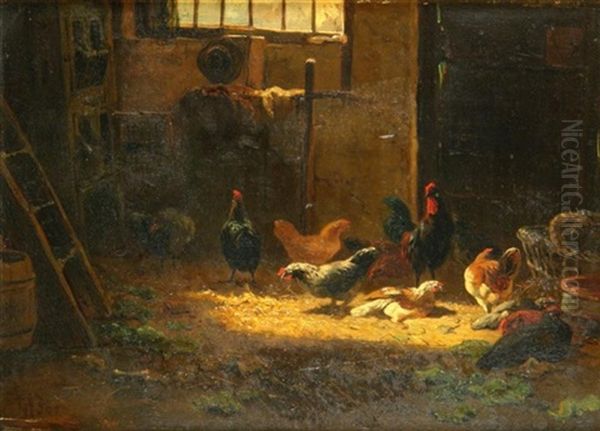 Federvieh Im Stall Oil Painting by Gerard Johannes Bos