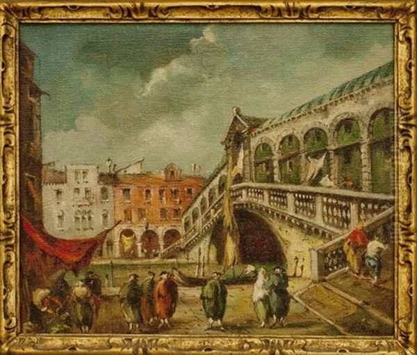 Ponte Di Rialto Oil Painting by Eugenio Bosa