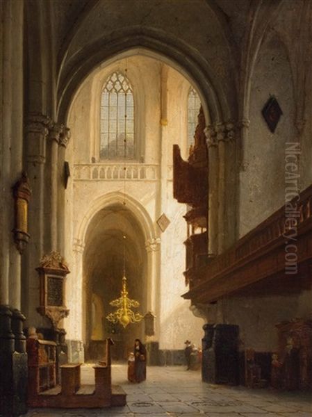 In The Hooglandschen Church In Leiden Oil Painting by Johannes Bosboom