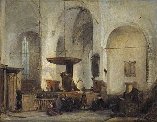 A Church Interior, Utrecht Oil Painting by Johannes Bosboom