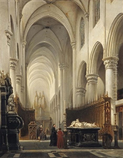 Kerk Van Hooghstraeten: The Interior Of The Church Of Hoogstraten, Belgium Oil Painting by Johannes Bosboom