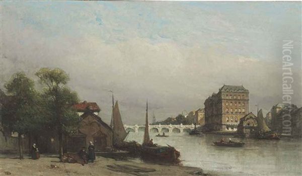 The Amstel River, Amsterdam Oil Painting by Johannes Bosboom