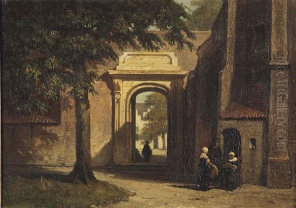 The Church Courtyard Oil Painting by Johannes Bosboom