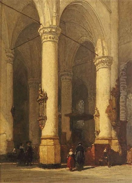 The Interior Of The Hooglandsche Kerk, Leiden Oil Painting by Johannes Bosboom