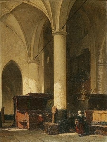 Personnages Dans Un Interieur D'eglise Oil Painting by Johannes Bosboom