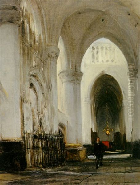 The Interior Of A Church In Breda Oil Painting by Johannes Bosboom