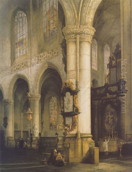 The Interior Of The Saint Jacobchurch, Antwerp Oil Painting by Johannes Bosboom