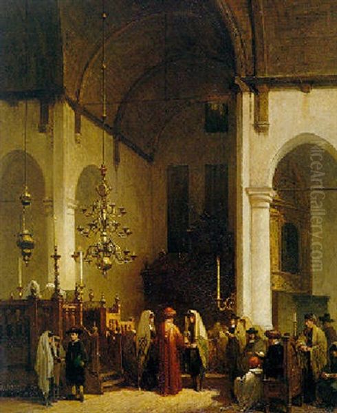 In The Synagogue by Johannes Bosboom