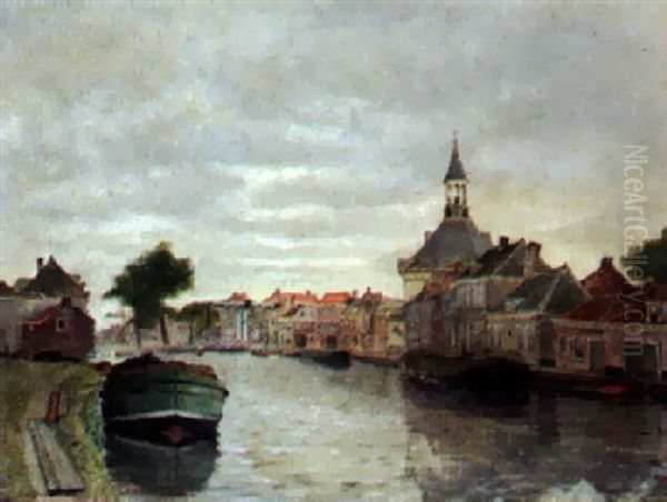 A Town-view With A Canal Oil Painting by Johannes Bosboom