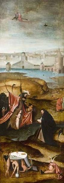 Saint Antoine Ramene Par Ses Compagnons (+ La Tentation De Saint Antoine; 2 Works After Tentation De Saint Antoine By Jerome Bosch) Oil Painting by Hieronymus Bosch