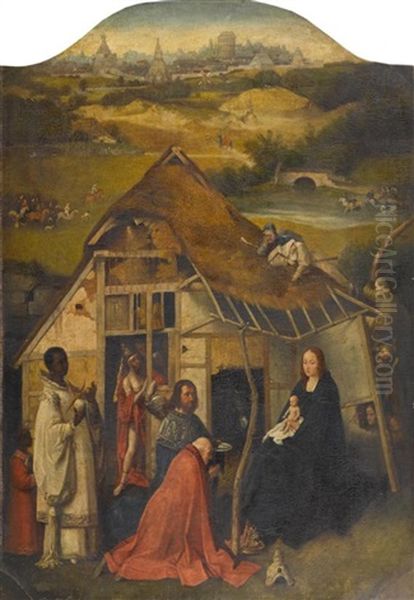 Anbetung Der Konige Mit Jerusalem Im Hintergrund Oil Painting by Hieronymus Bosch