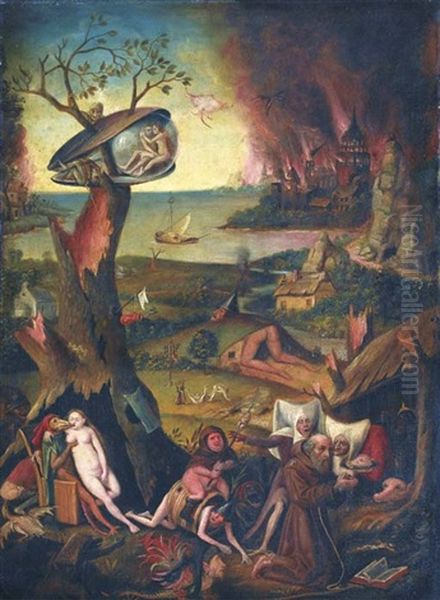 La Tentation De Saint Antoine Oil Painting by Hieronymus Bosch