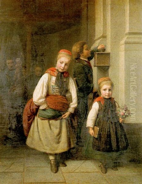 After Church Oil Painting by Karl Friedrich Boser