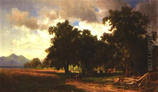 Landschaft Mit Kuhherde Am Chiemsee Oil Painting by Wilhelm Boshart