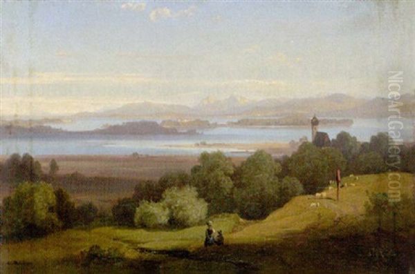 Blick Auf Den Chiemsee Oil Painting by Wilhelm Boshart