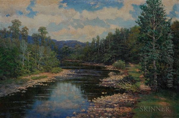 Mountain River In Springtime Oil Painting by Robert Ward Van Boskerck