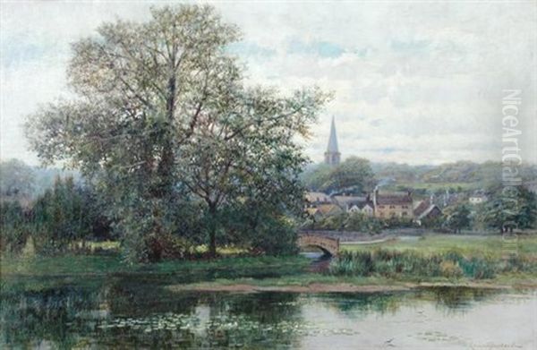 Haddon Meadows And Bakewell Church, Derbyshire Oil Painting by Robert Ward Van Boskerck