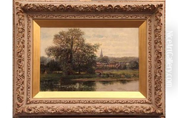 Haddon Meadows And Bakewell Church Oil Painting by Robert Ward Van Boskerck