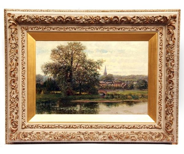 Haddon Meadows And Bakewell Church Oil Painting by Robert Ward Van Boskerck