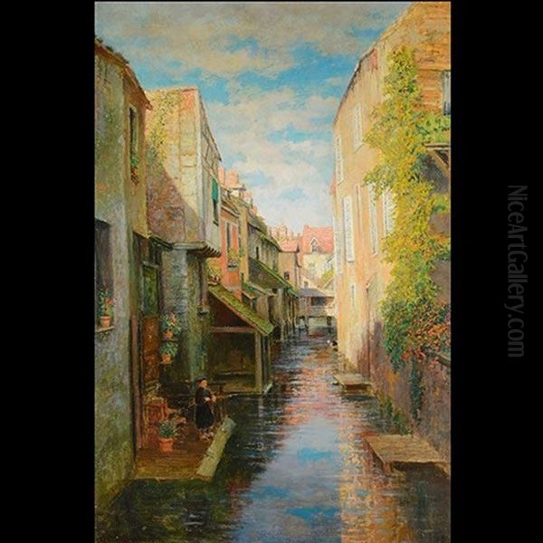 Venetian Canal Oil Painting by Robert Ward Van Boskerck