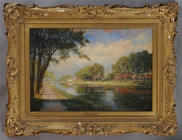 Summer Along The Canal Oil Painting by Robert Ward Van Boskerck