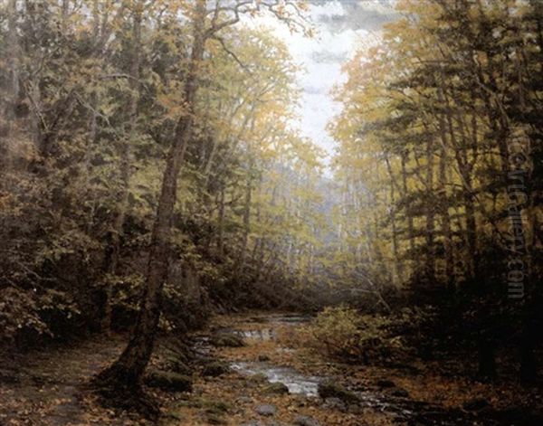 Impressionistic Wooded Landscape Oil Painting by Robert Ward Van Boskerck